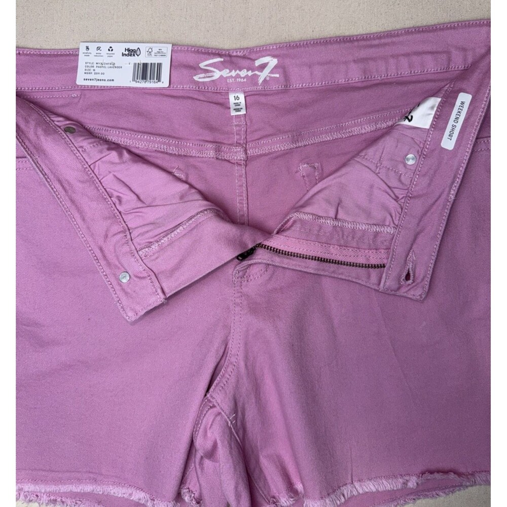Seven7 Women's 16 Weekend Shorts Denim Stretch Pink NWT Frayed Slit-Side - Picture 3 of 11